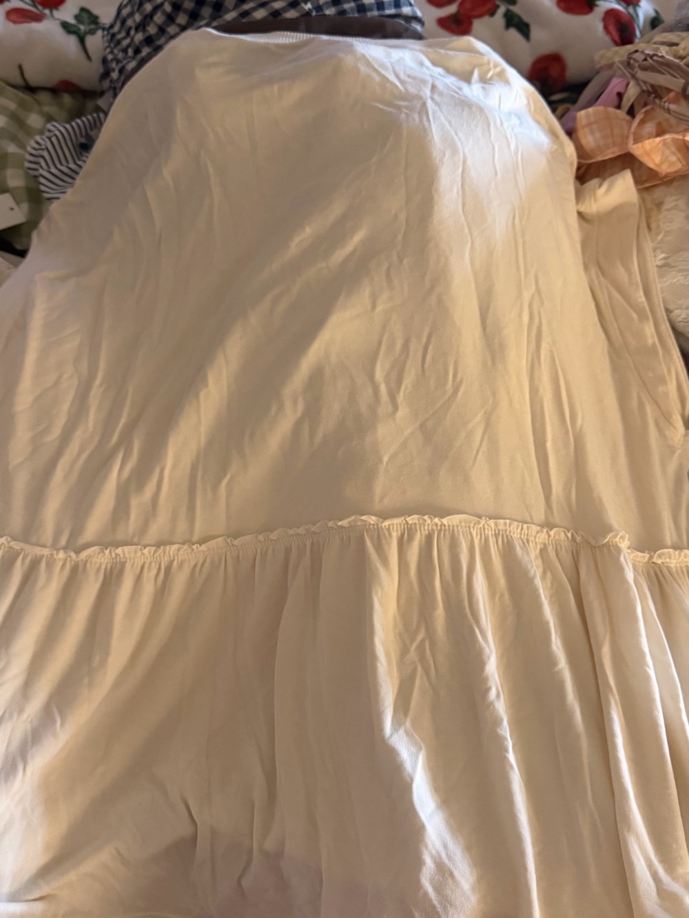American Eagle Outfitters Cream Ruffle Slip Skirt
